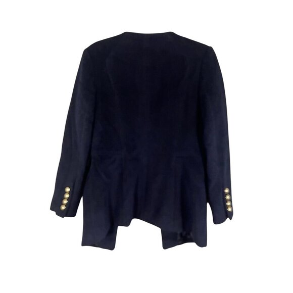 Wool Military Blazer Blue M Nautical Solider Festive Preppy Chic Neutral Classic - Picture 9 of 10